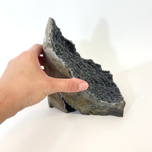 Load and play video in Gallery viewer, Large black amethyst crystal druzy with cut base 2.04kg | ASH&amp;STONE Crystals Shop Auckland NZ
