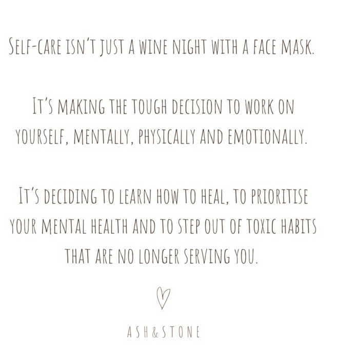 Self care isn't just a wine night with a face mask