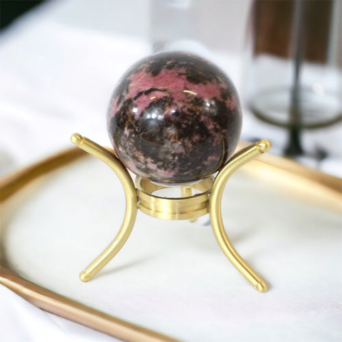 Rhodonite polished crystal sphere with stand | ASH&STONE Crystals Shop Auckland NZ