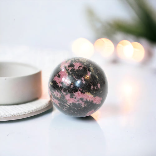 Rhodonite polished crystal sphere | ASH&STONE Crystals Shop Auckland NZ
