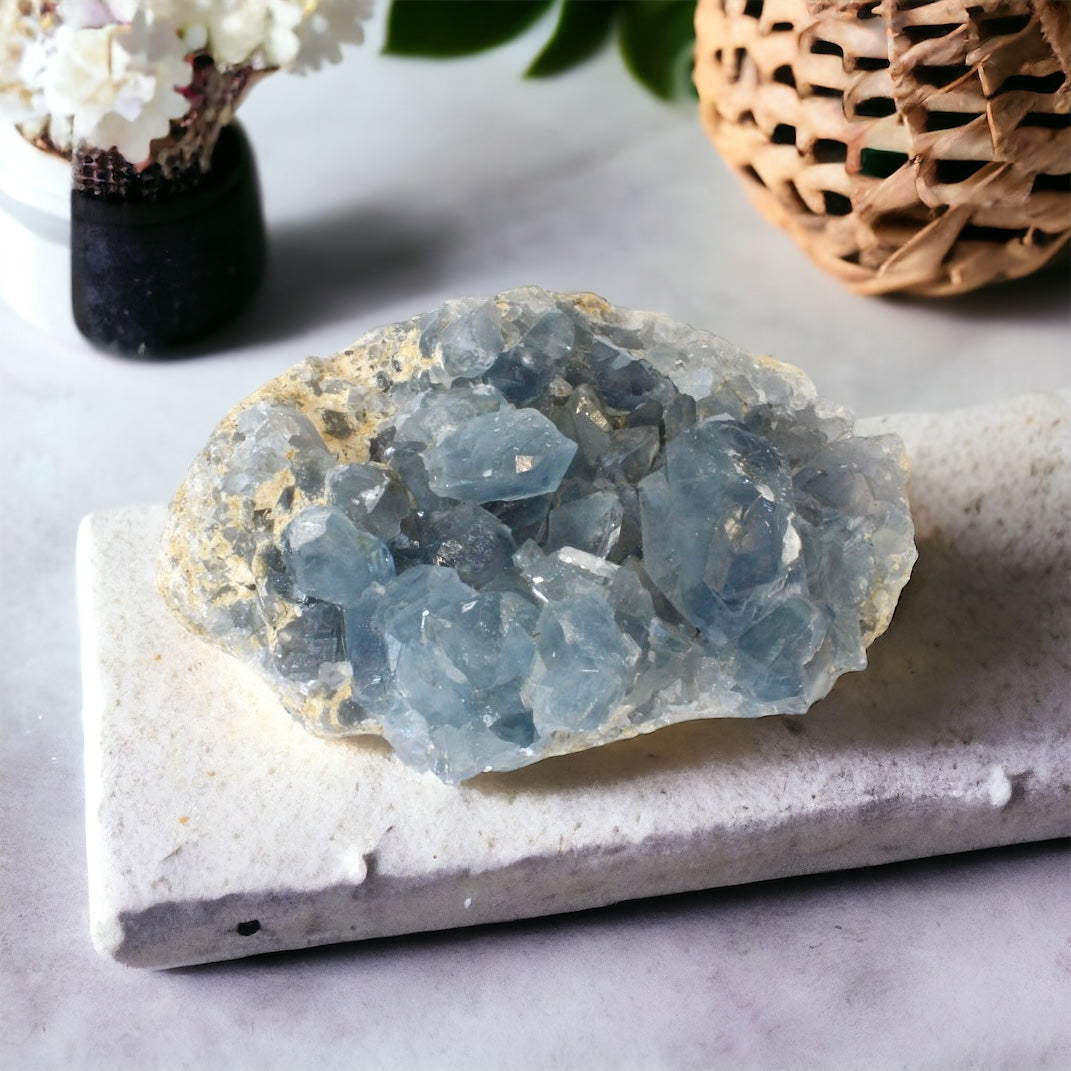 Celestite crystal cluster | ASH&STONE Crystals Shop Auckland NZ