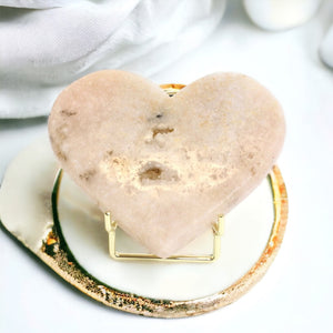 Pink amethyst crystal heart on stand | ASH&STONE Crystals Shop Auckland NZ