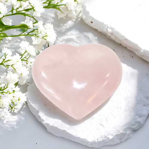 Rose quartz crystal polished heart | ASH&STONE Crystals Shop Auckland NZ