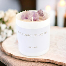 Load image into Gallery viewer, Large hand-poured amethyst crystal candle | ASH&amp;STONE Candles NZ
