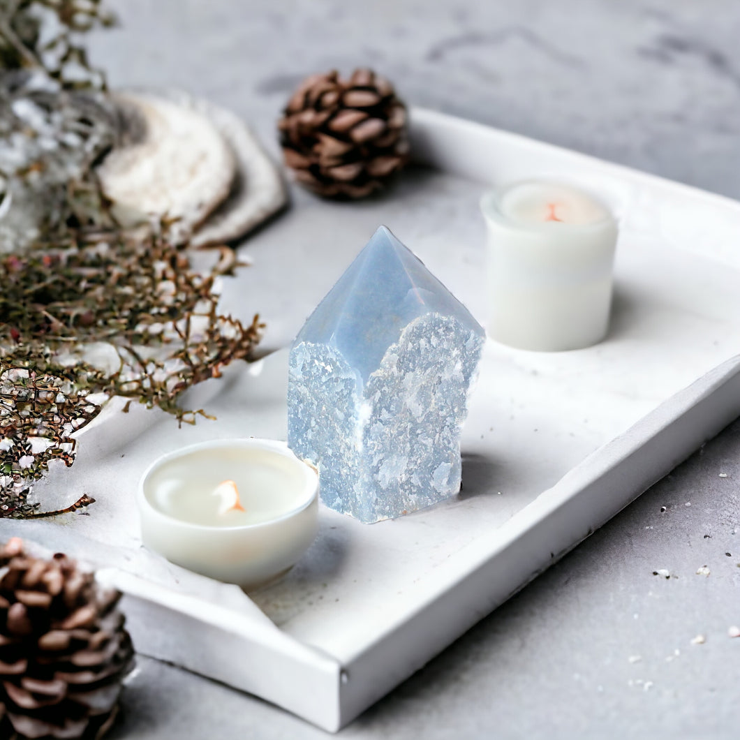 Angelite crystal point | ASH&STONE Crystals Shop Auckland NZ