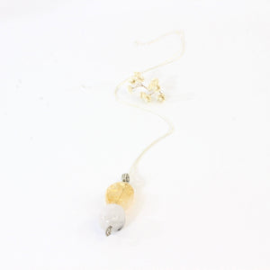 Bespoke NZ-made heat-treated citrine & tourmaline in quartz crystal pendant with 18" chain | ASH&STONE Crystals Shop Auckland NZ