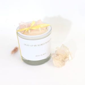 Large rose quartz crystal candle & clear quartz gift pack | ASH&STONE Crystals Shop Auckland NZ