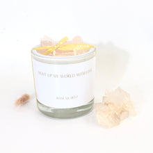 Load image into Gallery viewer, Large rose quartz crystal candle &amp; clear quartz gift pack | ASH&amp;STONE Crystals Shop Auckland NZ
