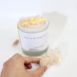 Large rose quartz crystal candle & clear quartz gift pack | ASH&STONE Crystals Shop Auckland NZ