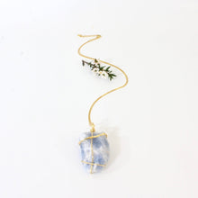 Load image into Gallery viewer, NZ-made bespoke blue calcite crystal pendant with 18&quot; chain
