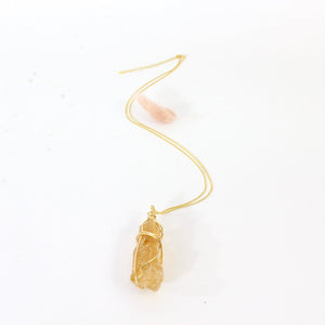 Bespoke NZ-made honey calcite crystal pendant with 20" chain | ASH&STONE Crystal Jewellery Shop Auckland NZ