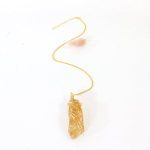 Bespoke NZ-made honey calcite crystal pendant with 20" chain | ASH&STONE Crystal Jewellery Shop Auckland NZ