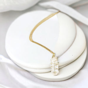 Bespoke NZ-made clear quartz crystal pendant with 18" chain | ASH&STONE Crystal Jewellery Shop Auckland NZ