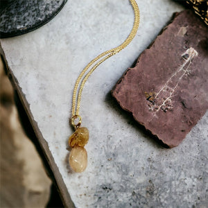 Bespoke NZ-made heat-treated citrine crystal pendant with 16" chain | ASH&STONE Crystal Jewellery Shop Auckland NZ