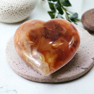 Carnelian polished crystal heart | ASH&STONE Crystals Shop Auckland NZ