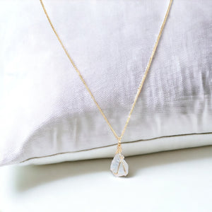 NZ-made celestite crystal pendant with 16" chain