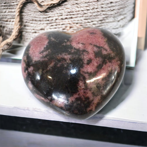 Rhodonite polished crystal heart | ASH&STONE Crystals Shop Auckland NZ
