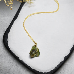 Bespoke NZ-made peridot crystal pendant with 18" chain | ASH&STONE Crystal Jewellery Shop Auckland NZ