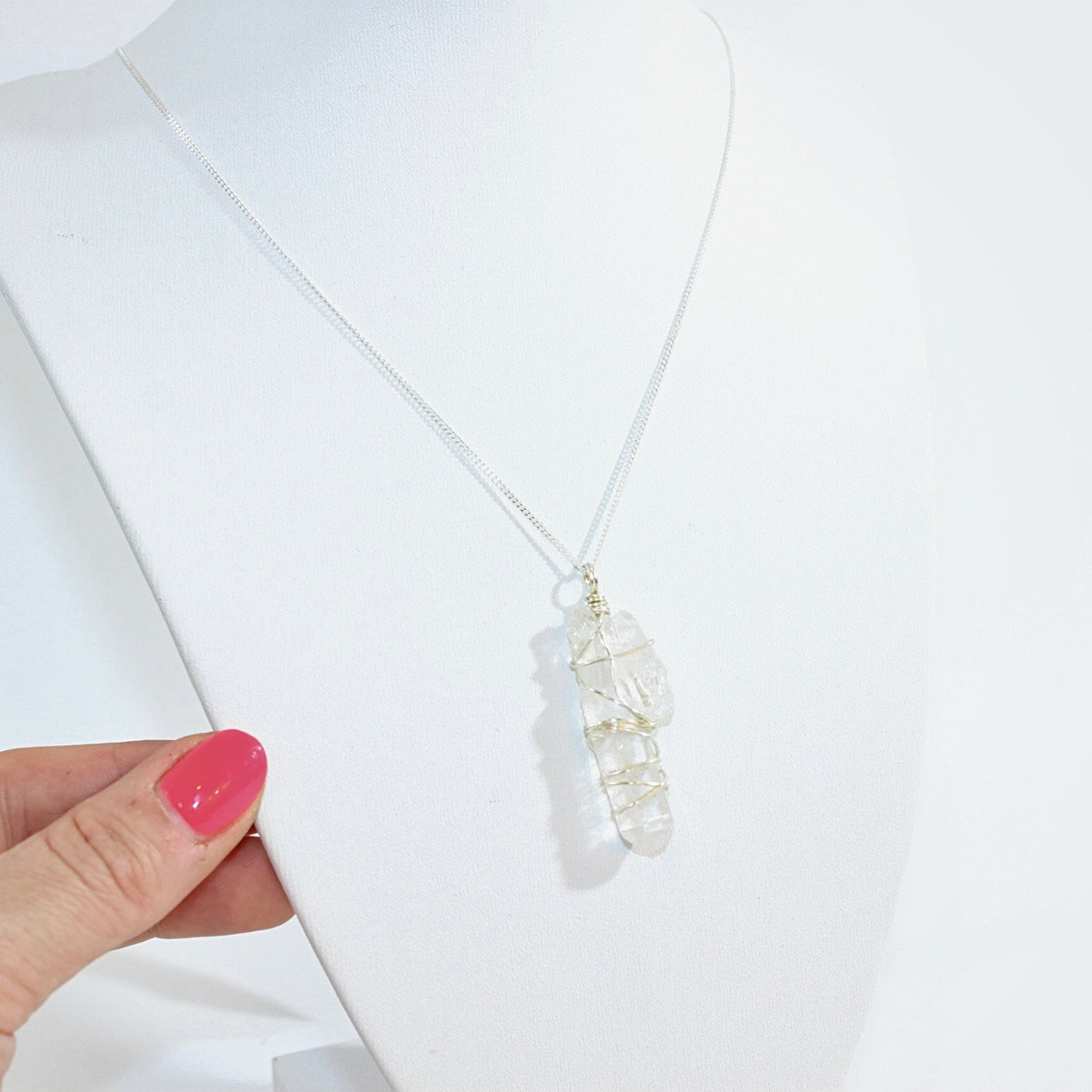 Clear Quartz Point crystal sterling silver Necklace | ASH & STONE crystal jewellery. Free express shipping.