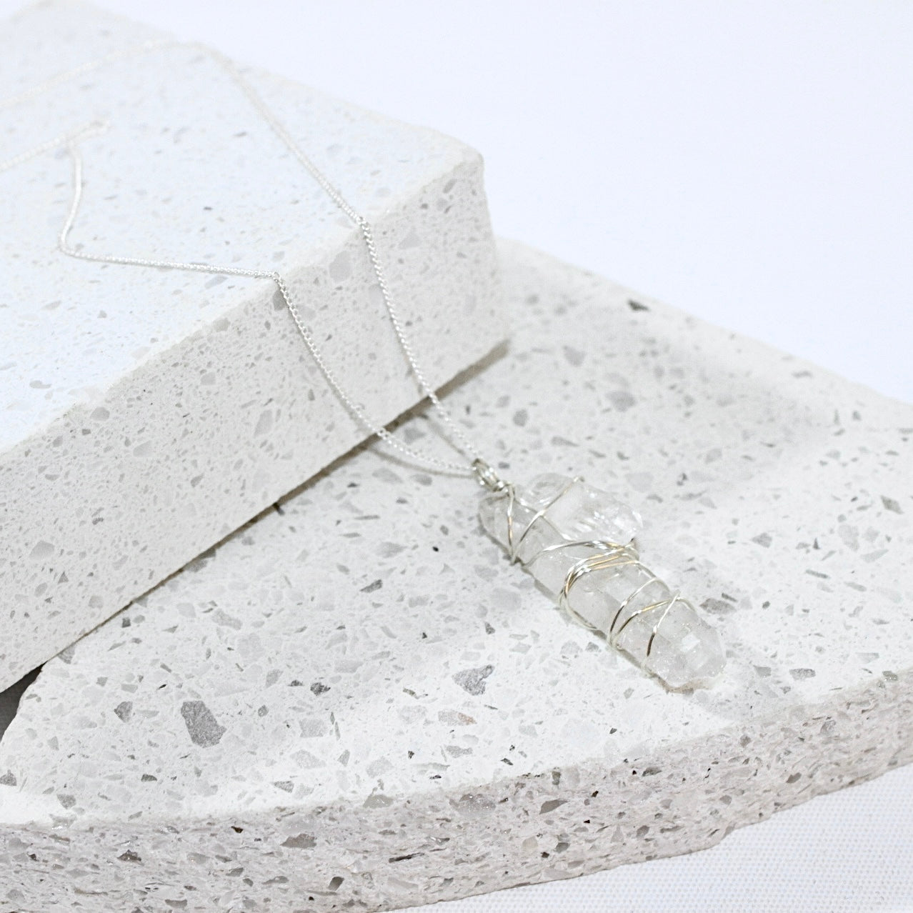 Clear Quartz Point crystal sterling silver Necklace | ASH & STONE crystal jewellery. Free express shipping.