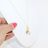 Rose Quartz & Blue Apatite Crystal Necklace | ASH & STONE. Free express shipping NZ Wide 