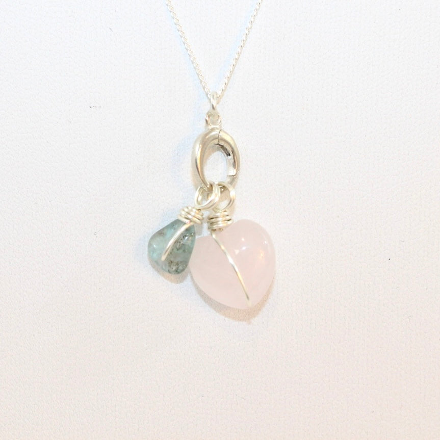 Rose Quartz & Blue Apatite Crystal Necklace | ASH & STONE. Free express shipping NZ Wide 