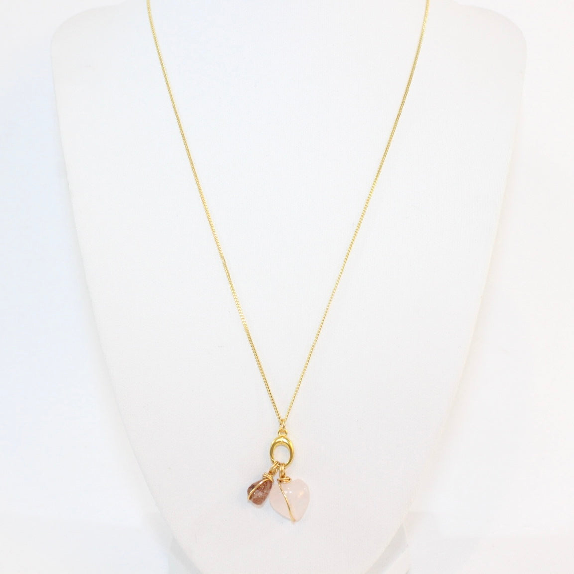 Rose quartz heart and Rutilated Quartz Necklace | ASH & STONE crystal jewellery. Free express Shipping NZ 