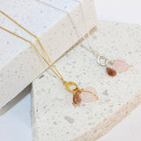 Rose quartz heart and Rutilated Quartz Necklace | ASH & STONE crystal jewellery. Free express Shipping NZ 