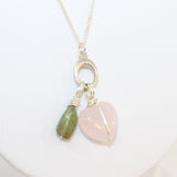 Rose Quartz Heart & Peridot Necklace | ASH & STONE Crystal jewellery. Free express shipping NZ