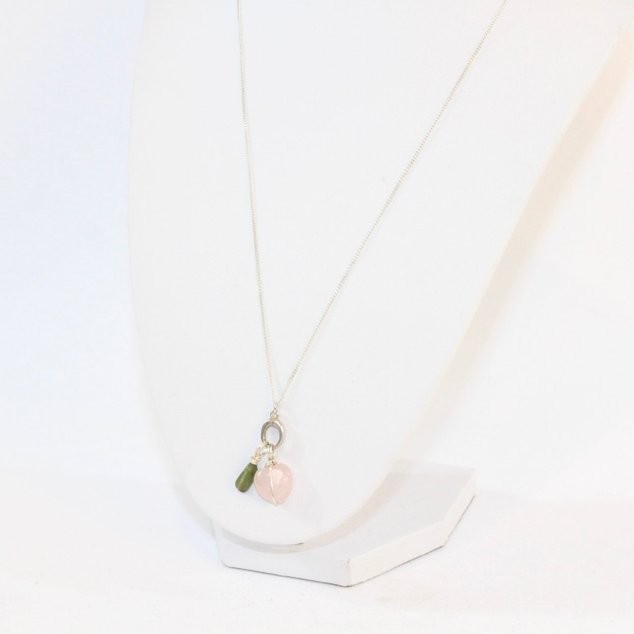 Rose Quartz Heart & Peridot Necklace | ASH & STONE Crystal jewellery. Free express shipping NZ