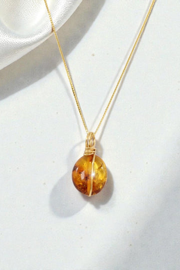 Amber Silver Gold Necklace | ASH & STONE premium crystal jewellery. Free express shipping NZ