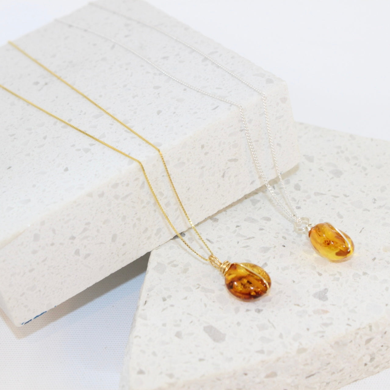 Amber Silver Gold Necklace | ASH & STONE premium crystal jewellery. Free express shipping NZ