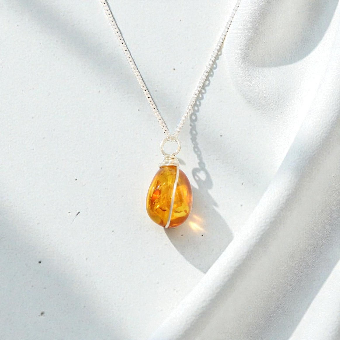 Amber Silver Gold Necklace | ASH & STONE premium crystal jewellery. Free express shipping NZ