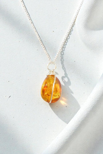 Amber Silver Gold Necklace | ASH & STONE premium crystal jewellery. Free express shipping NZ