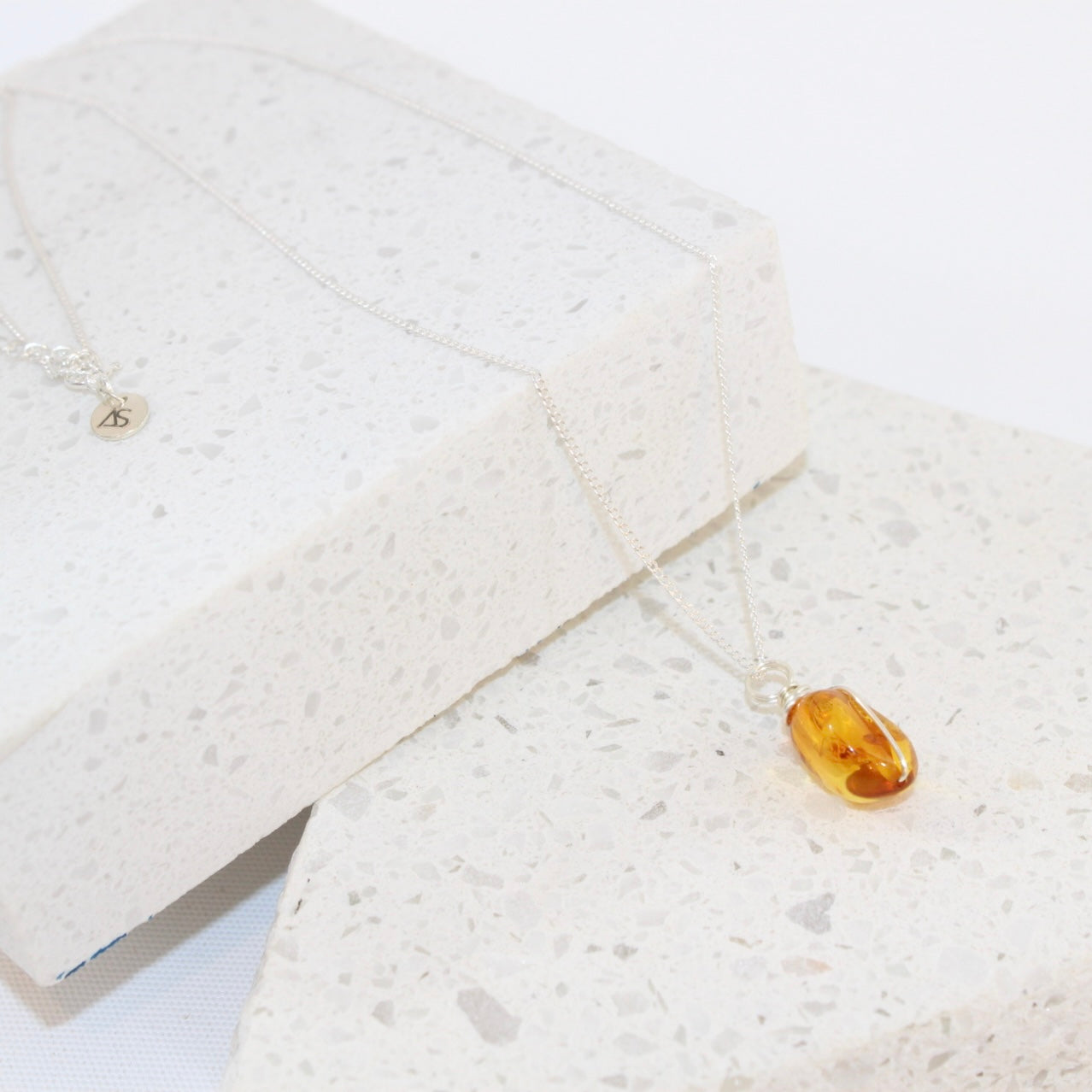 Amber Silver Gold Necklace | ASH & STONE premium crystal jewellery. Free express shipping NZ