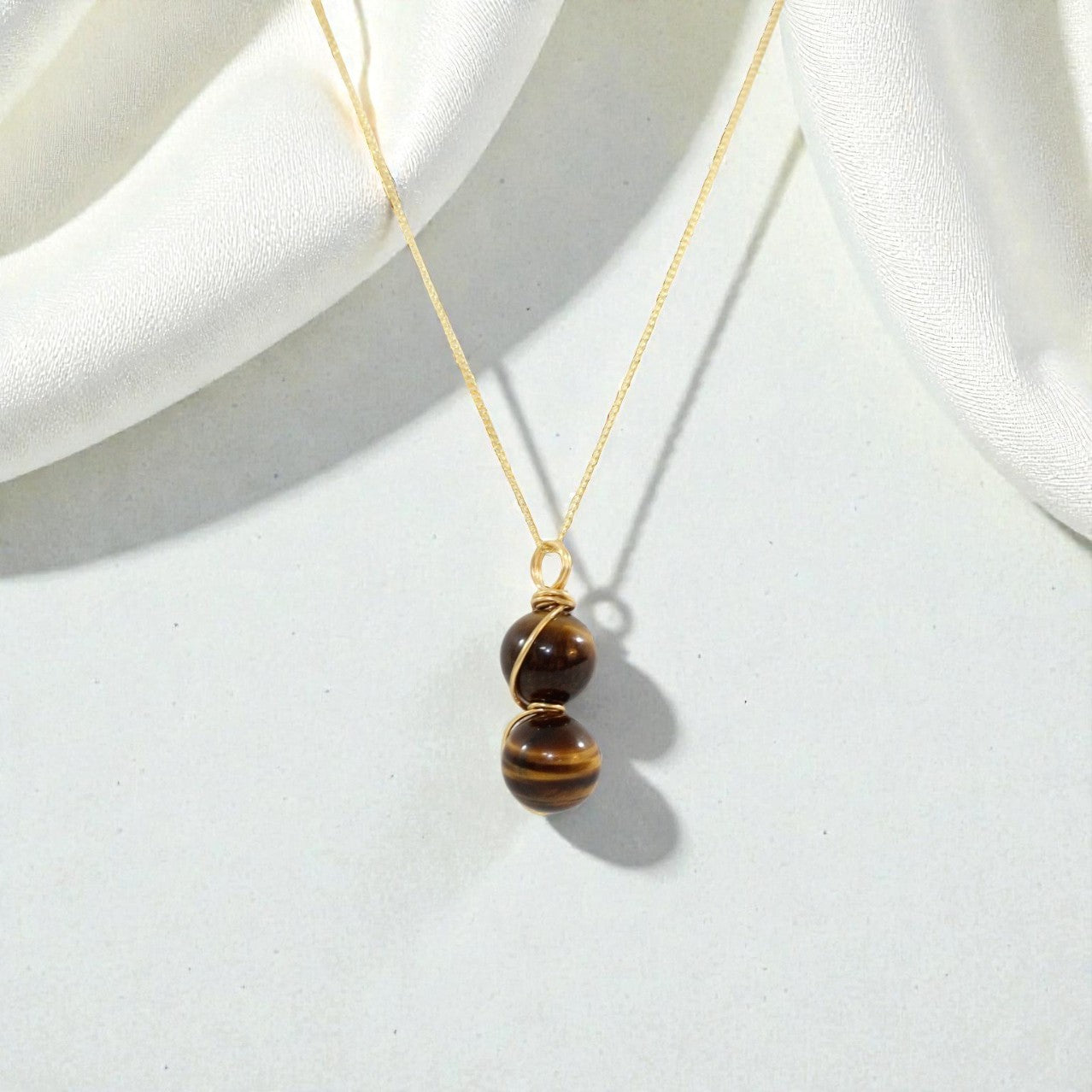 Tiger Eye Gold Necklace | ASH & STONE premium crystal jewellery. Free express shipping NZ 