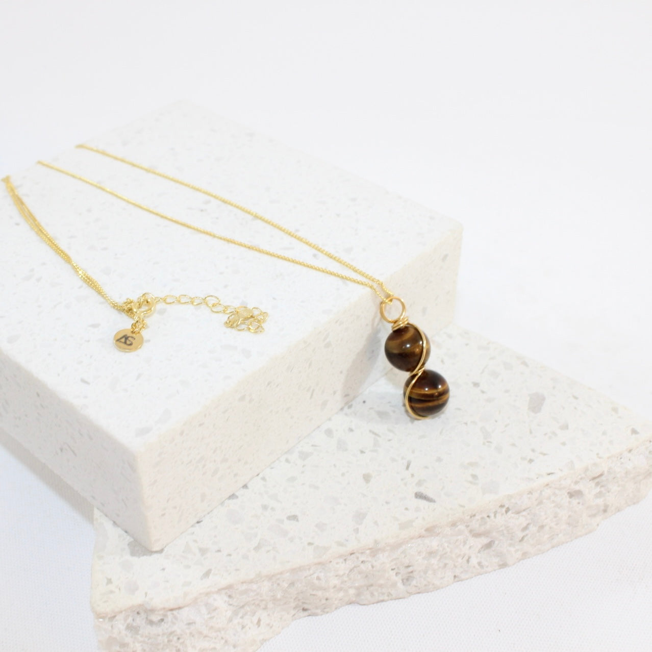 Tiger Eye Gold Necklace | ASH & STONE premium crystal jewellery. Free express shipping NZ 