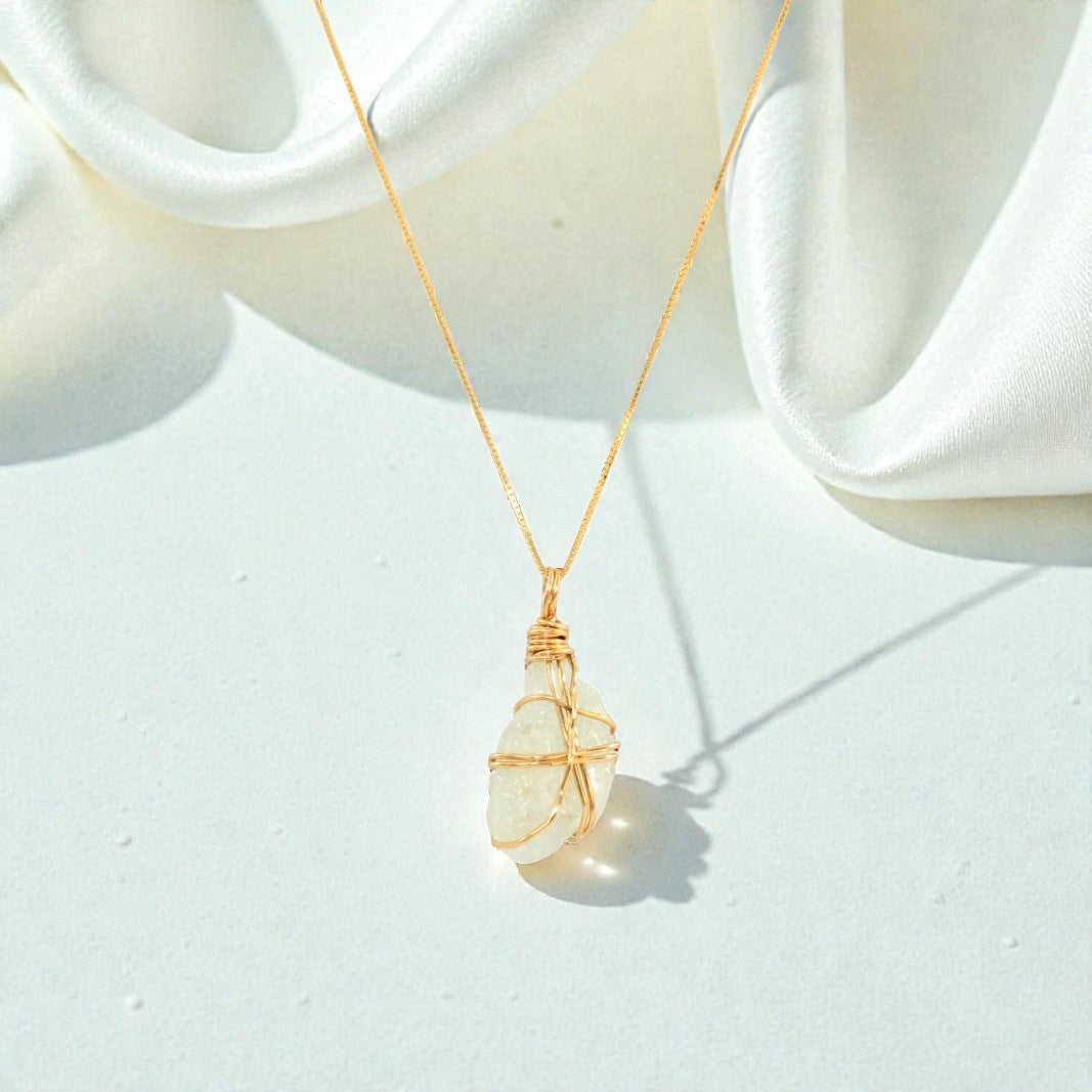  Aquamarine Gold Necklace | ASH & STONE premium crystal jewellery. Free express shipping NZ