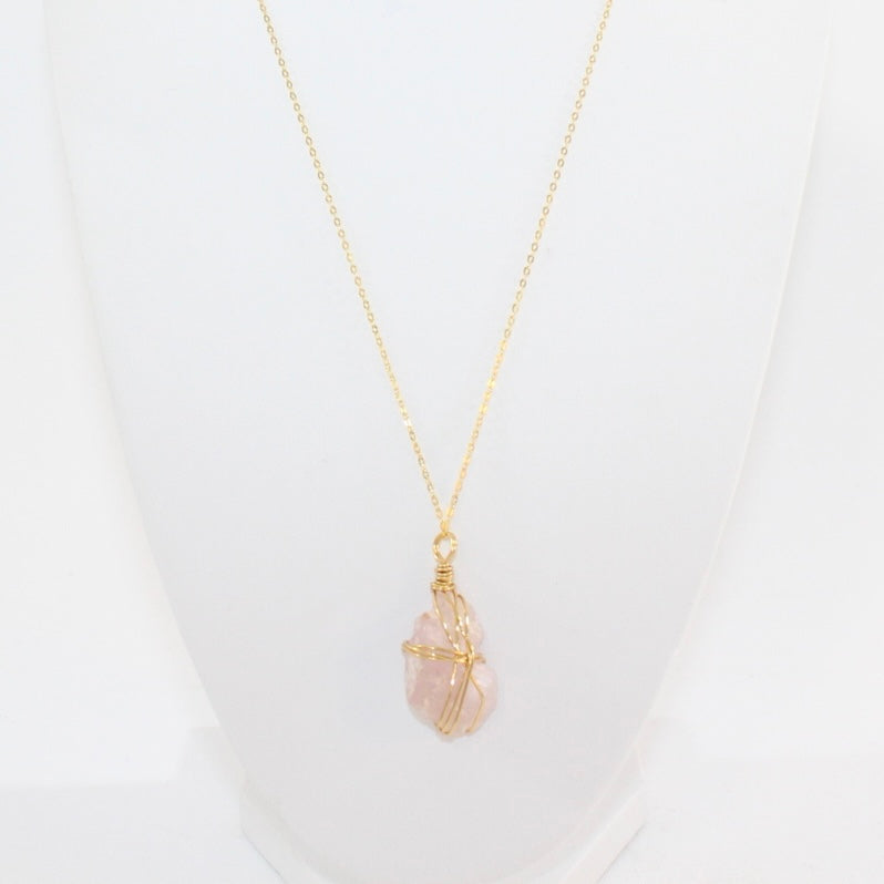 Kunzite Crystal Gold Necklace | ASH & STONE Premium crystal jewellery. FREE EXPRESS SHIPPING NZ WIDE.