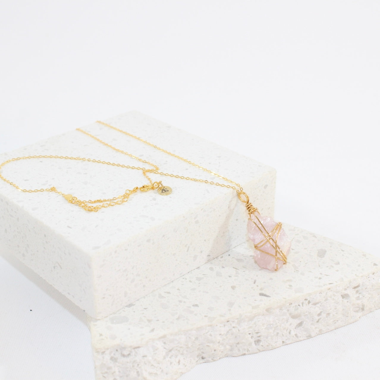 Kunzite Crystal Gold Necklace | ASH & STONE Premium crystal jewellery. FREE EXPRESS SHIPPING NZ WIDE.