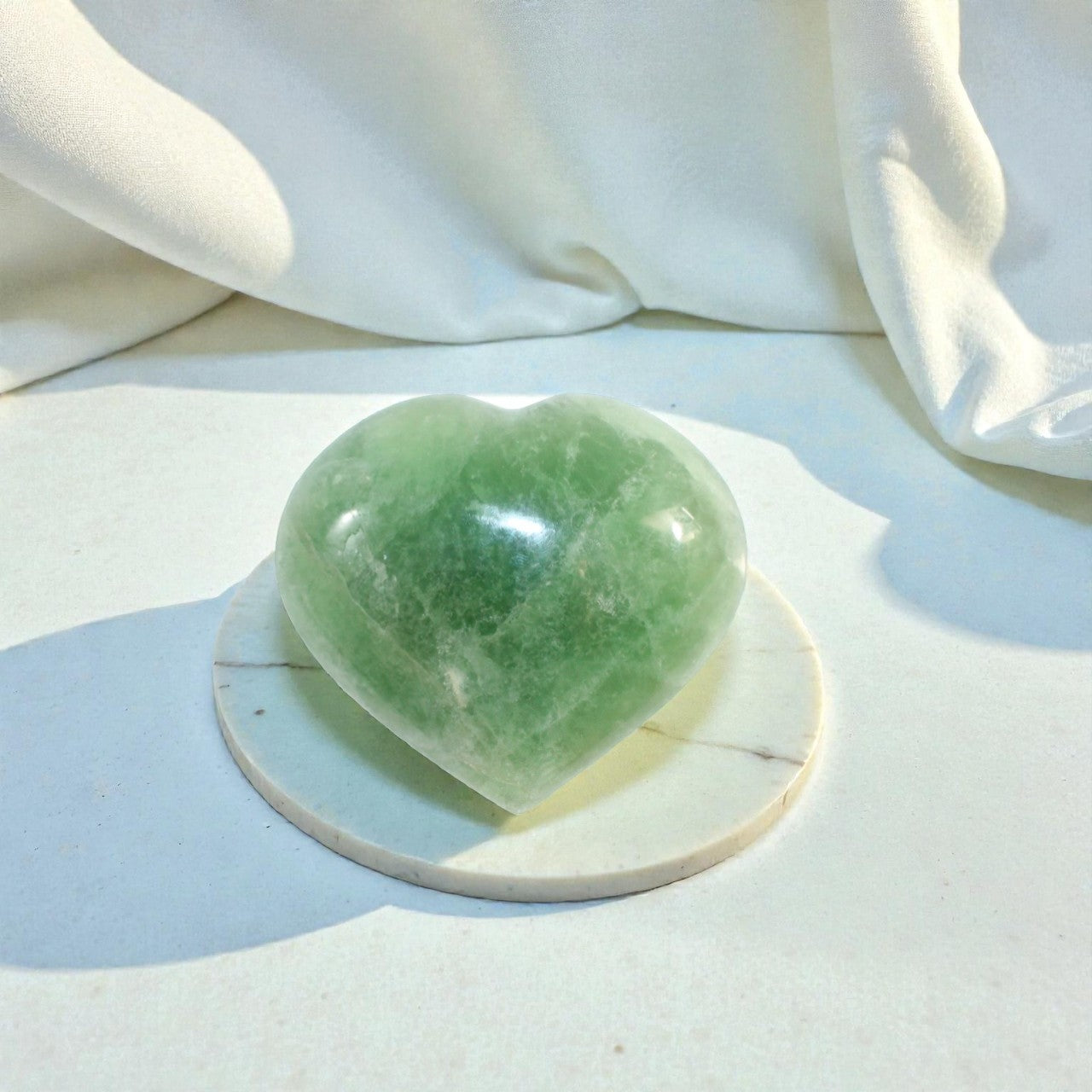 Green Fluorite crystal heart | ASH & STONE. Premium online crystals. Free express shipping NZ