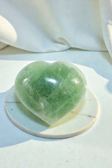Green Fluorite crystal heart | ASH & STONE. Premium online crystals. Free express shipping NZ