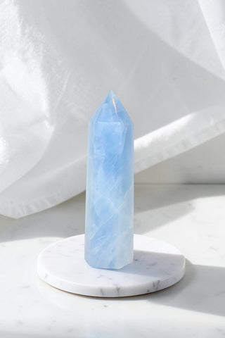 Blue Calcite Tower  | ASH & STONE. Premium online crystals. Free shipping