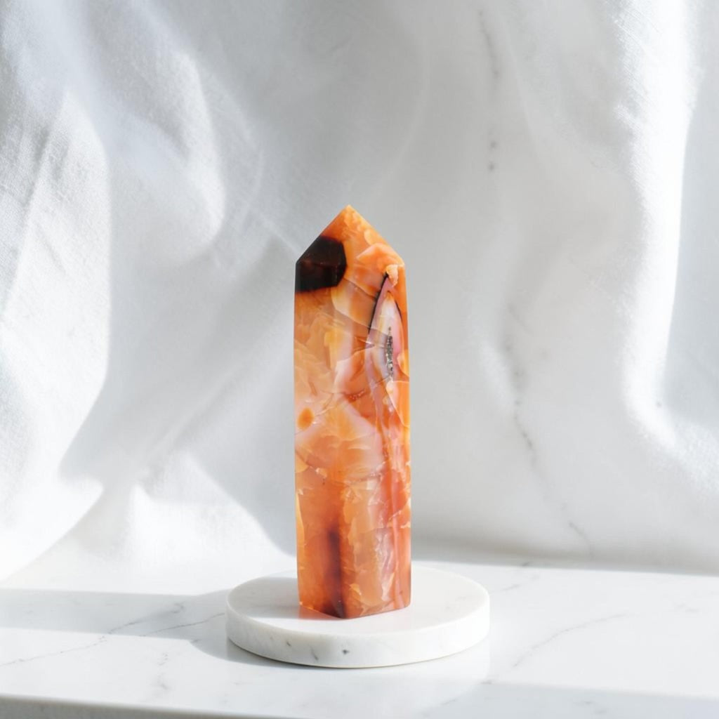 Carnelian Crystal Tower | ASH & STONE. Premium online crystals. Free shipping NZ. 