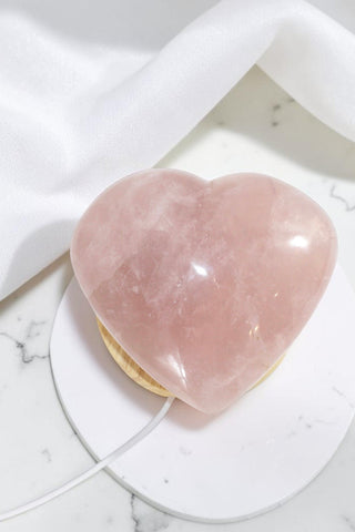 Rose quartz heart crystal lamp - she glows