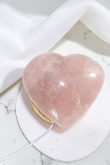 Rose quartz heart crystal lamp - she glows