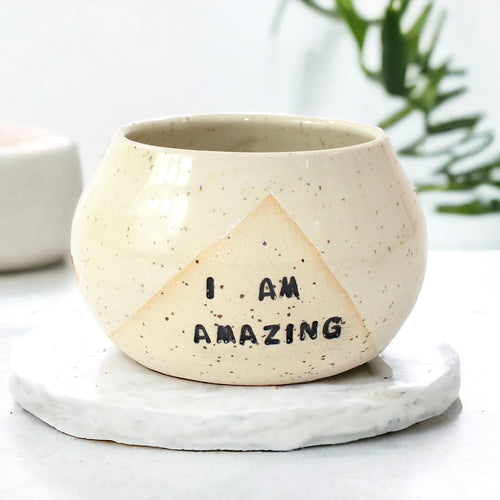 Bespoke NZ handmade 'I Am Amazing' ceramic tumbler  | ASH&STONE Ceramics Shop Auckland NZ
