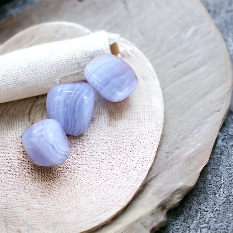 Blue lace agate tumblestone  ASH&STONE Crystals Shop