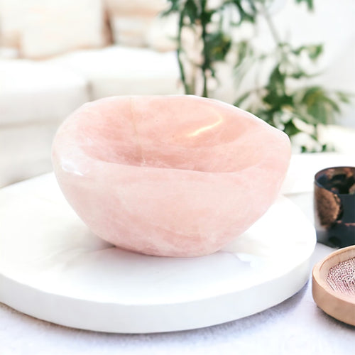 Rose quartz crystal polished bowl | ASH&STONE Crystals Shop Auckland NZ