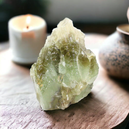 Green calcite crystal chunk 1kg | ASH&STONE Crystals Shop Auckland NZ